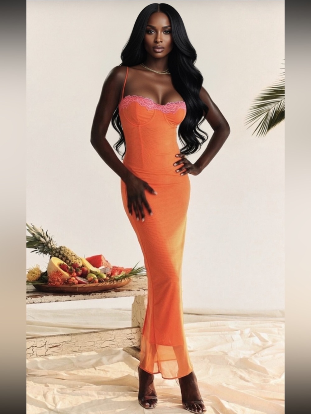 HOUSE OF CB 'Aiza' Flame Orange Maxi Dress /Size XS-US 2-4 $255